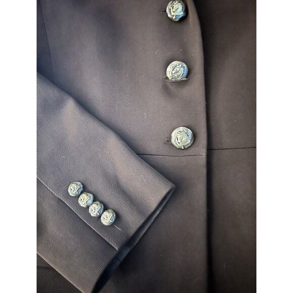 Ralph Lauren Equestrian Horse Buttons Brown Wool Leather Collar Blazer Jacket 10 - Picture 2 of 3